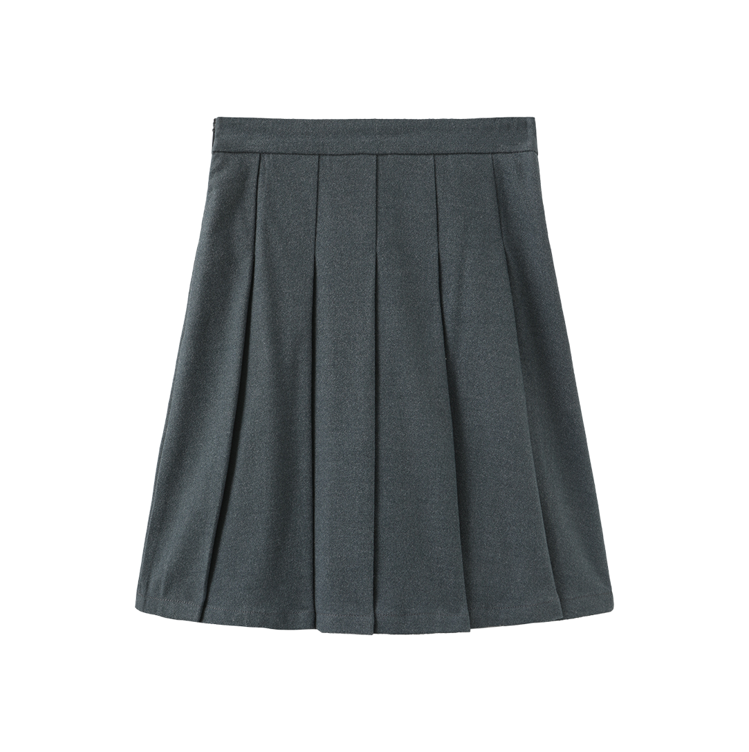 ONE CHILD DUSTY BLUE WOOL PLEATED SKIRT