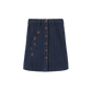 HELLO YELLOW NAVY PINSTRIPED DENIM SKIRT