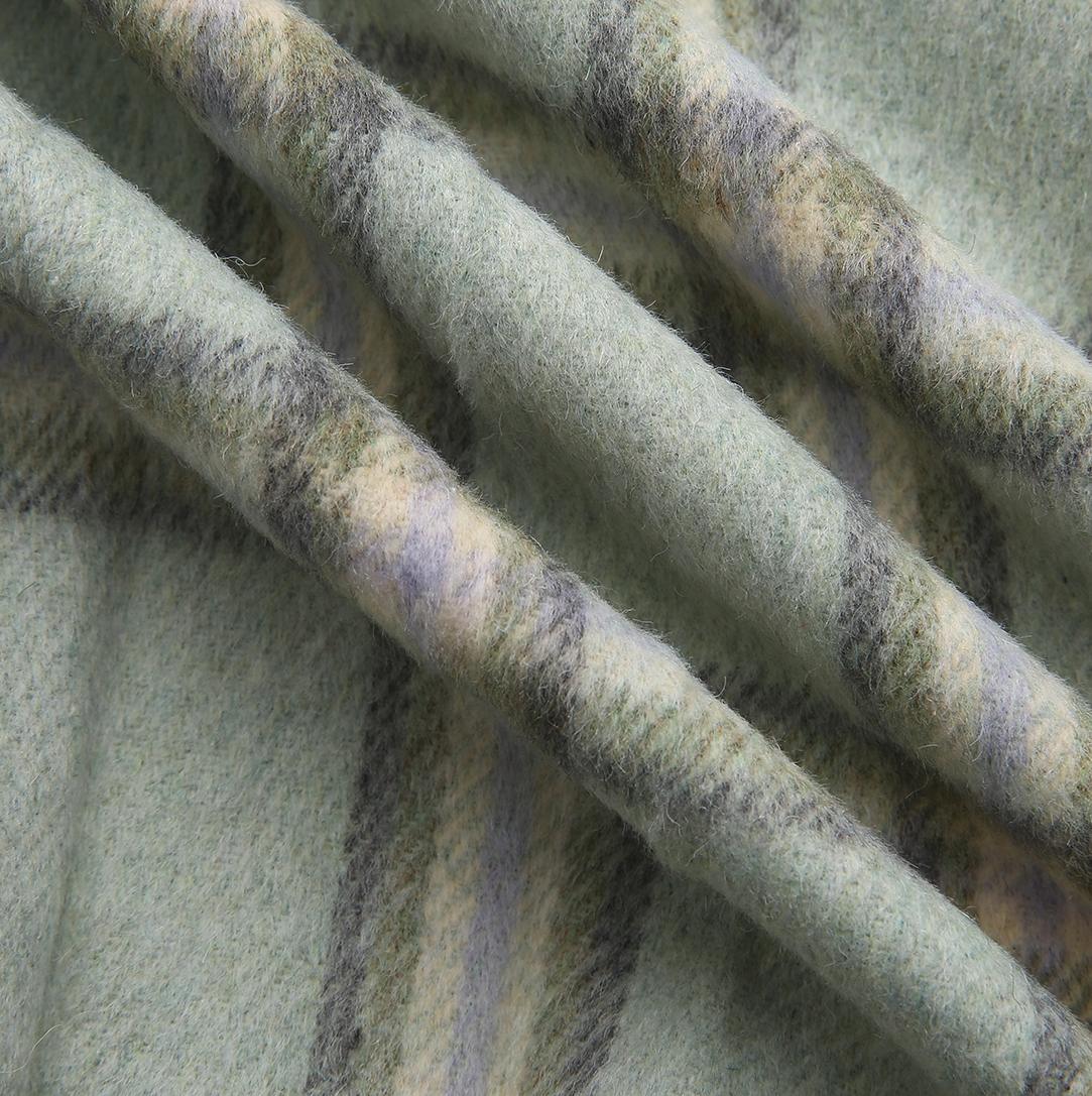 TUSTELLO MINT GREEN PLAID WOOL PLEAT SKIRT