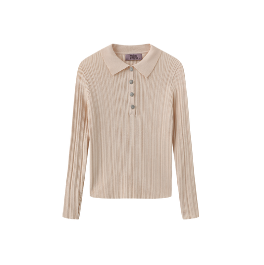 MALLORY AND MERLOT PEACH RIB KNIT COLLAR SWEATER