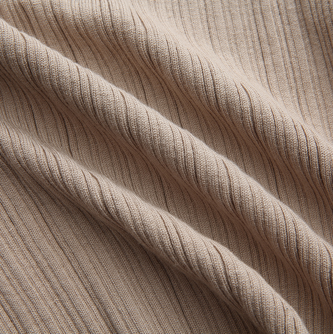 MALLORY AND MERLOT TAUPE RIB KNIT COLLAR SWEATER