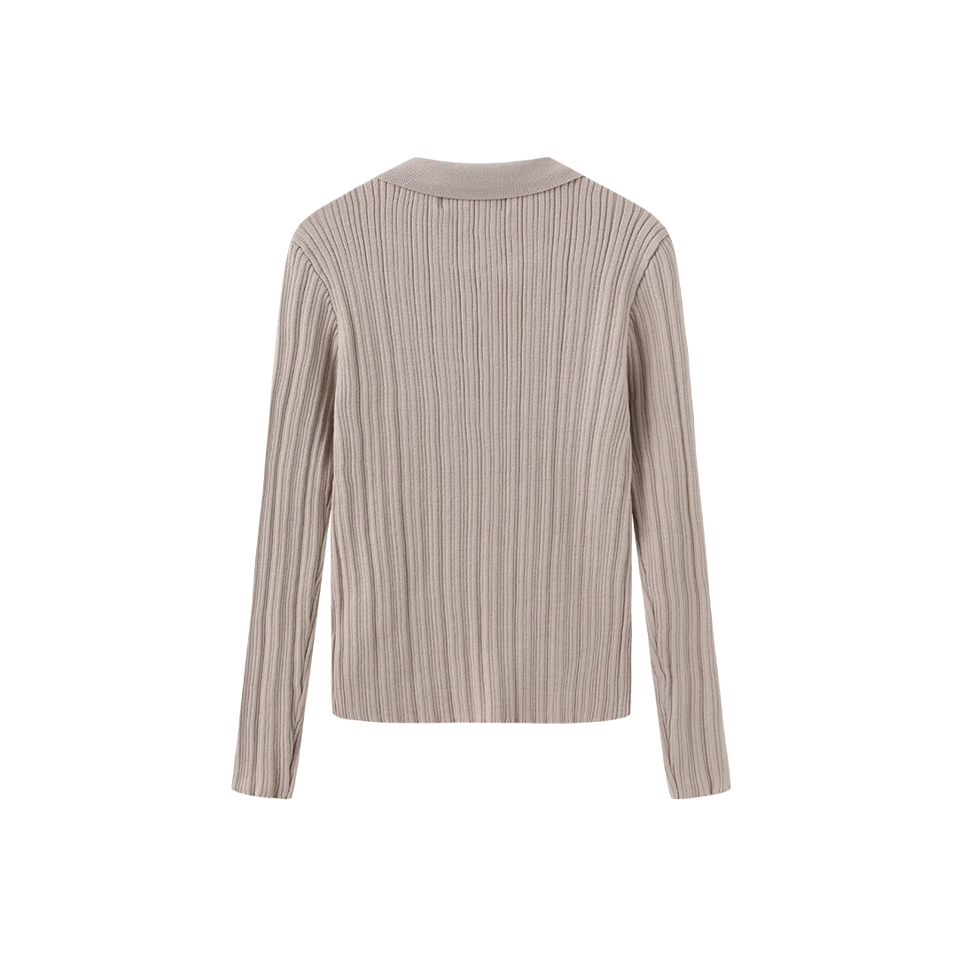 MALLORY AND MERLOT DUSTY PINK RIB KNIT COLLAR SWEATER