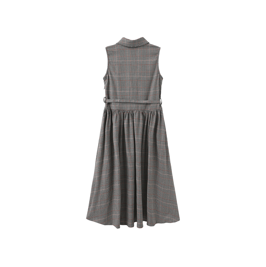 MINIMAL GREY HOUNDSTOOTH PLAID MIDI COLLAR JUMPER