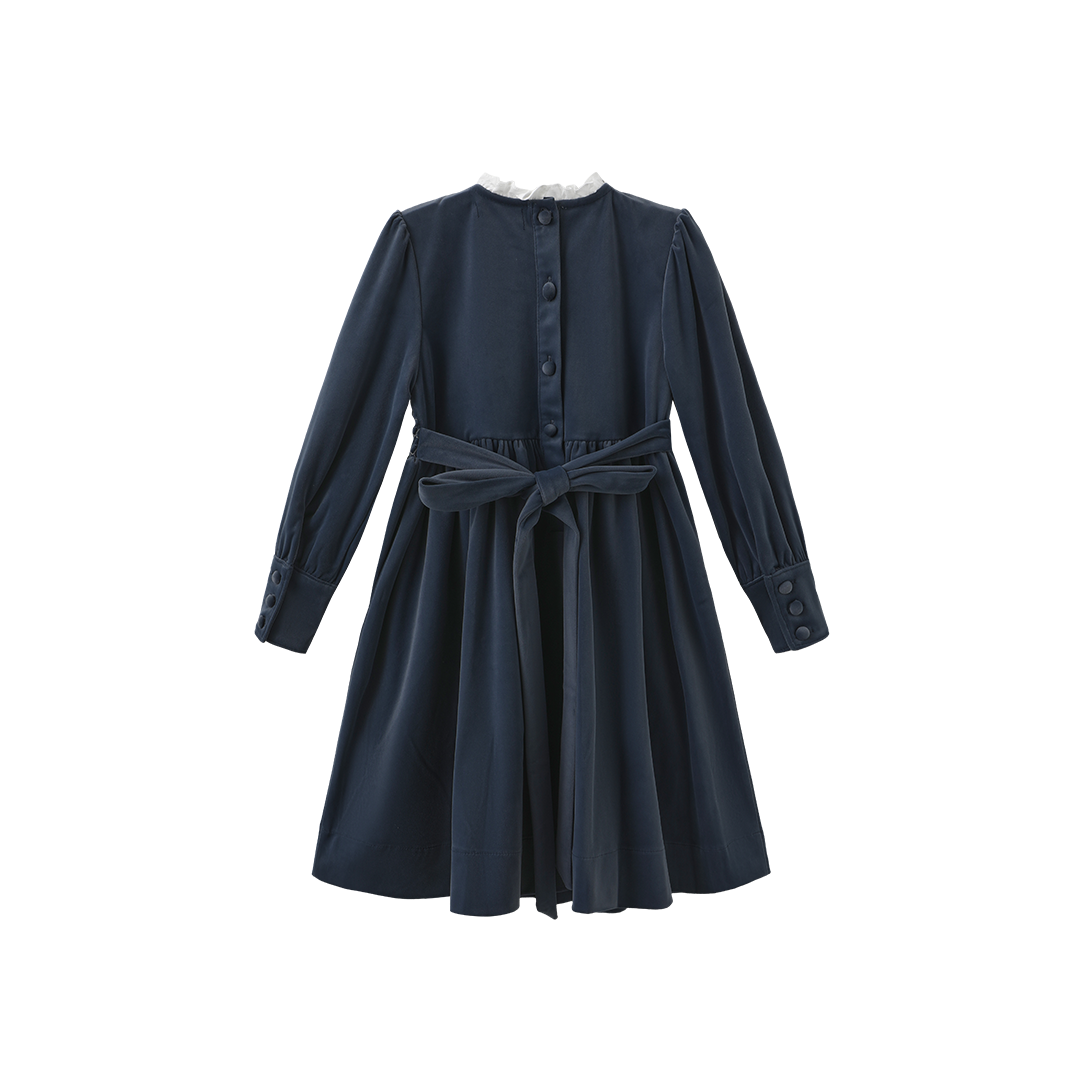 ONE CHILD BLUE VELVET SMOCK TOP DRESS