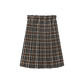 TUSTELLO BROWN/BEIGE PLAID PLEAT SKIRT