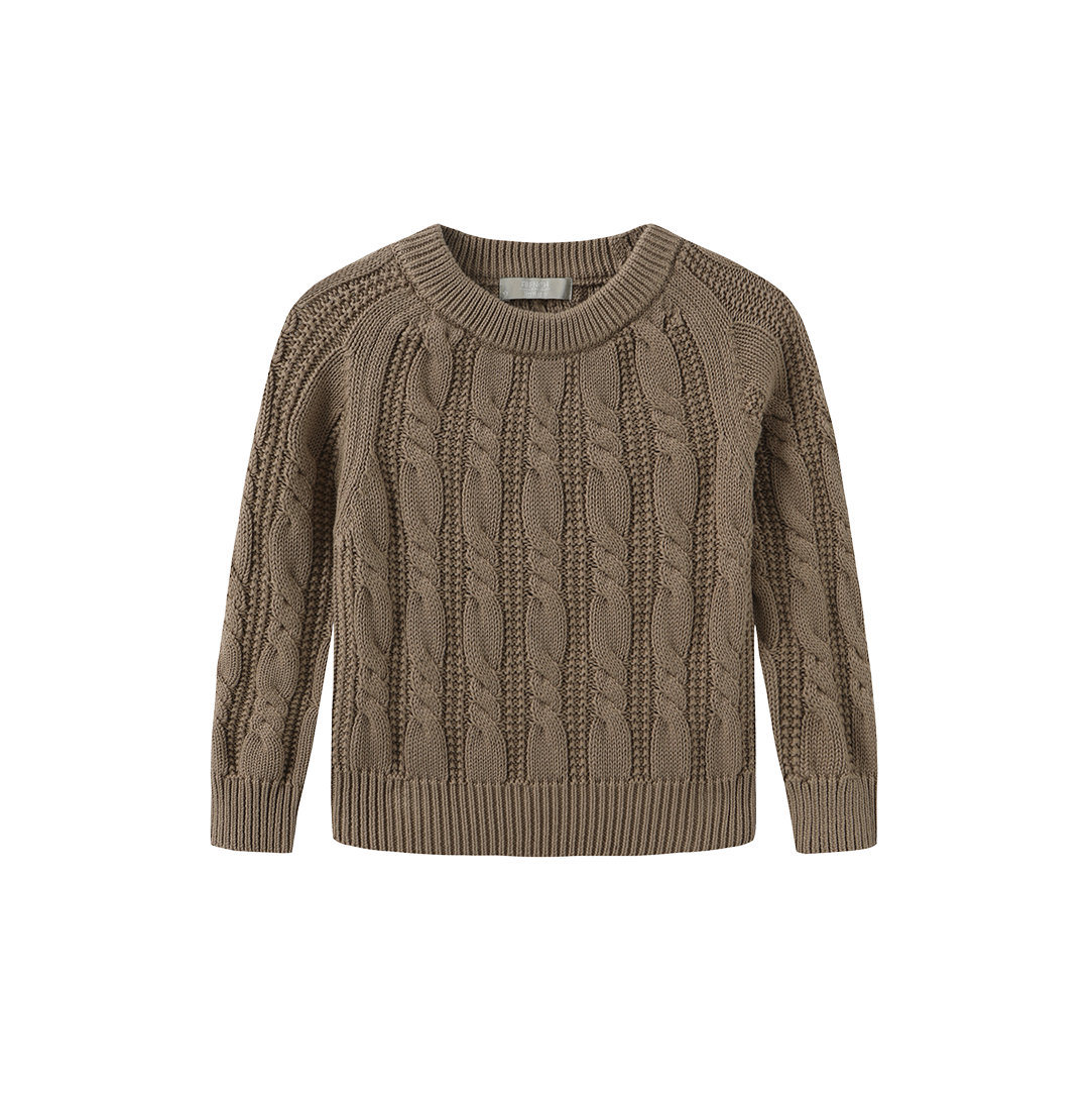 FRENCH HERITAGE BEIGE CABLE KNIT SWEATER