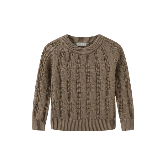 FRENCH HERITAGE BEIGE CABLE KNIT SWEATER