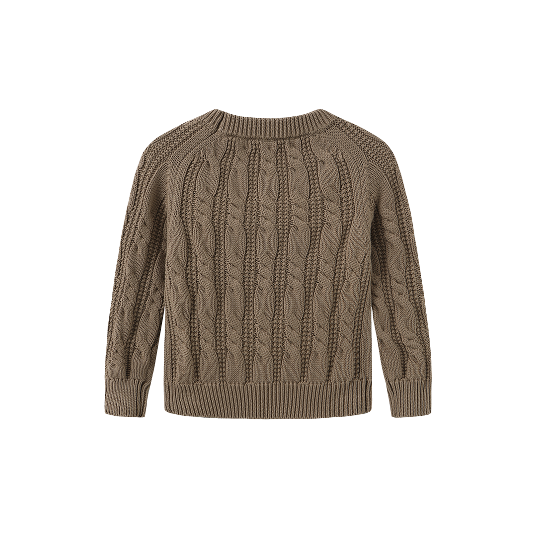 FRENCH HERITAGE BEIGE CABLE KNIT SWEATER