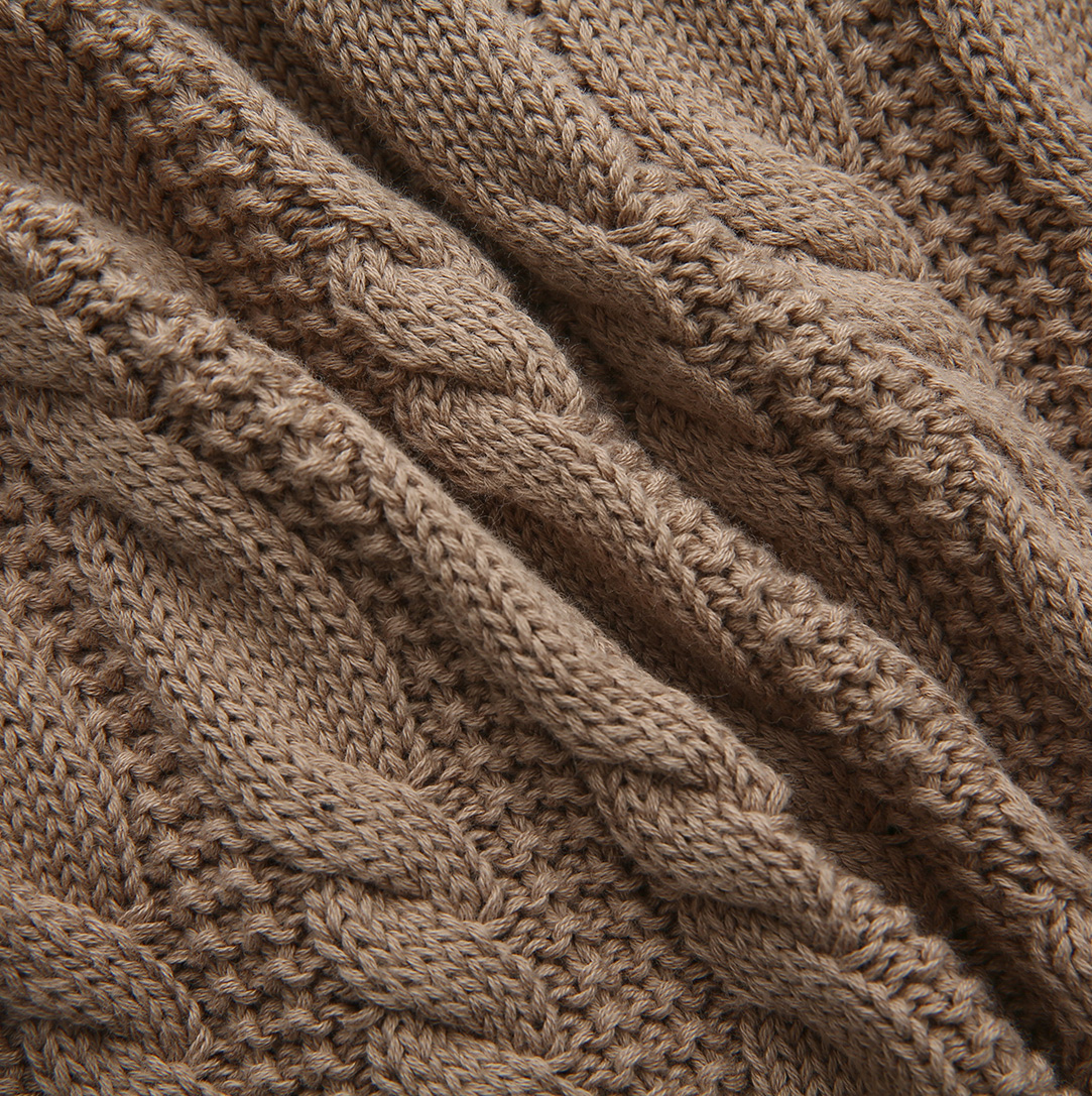 FRENCH HERITAGE BEIGE CABLE KNIT SWEATER