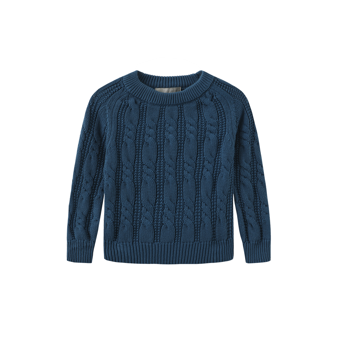 FRENCH HERITAGE TEAL CABLE KNIT SWEATER