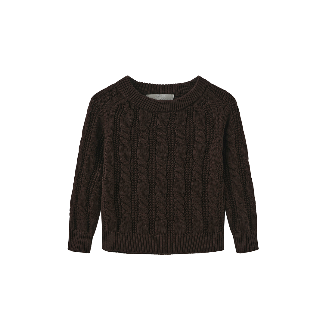 FRENCH HERITAGE BROWN CABLE KNIT SWEATER