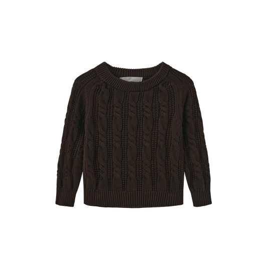 FRENCH HERITAGE BROWN CABLE KNIT SWEATER