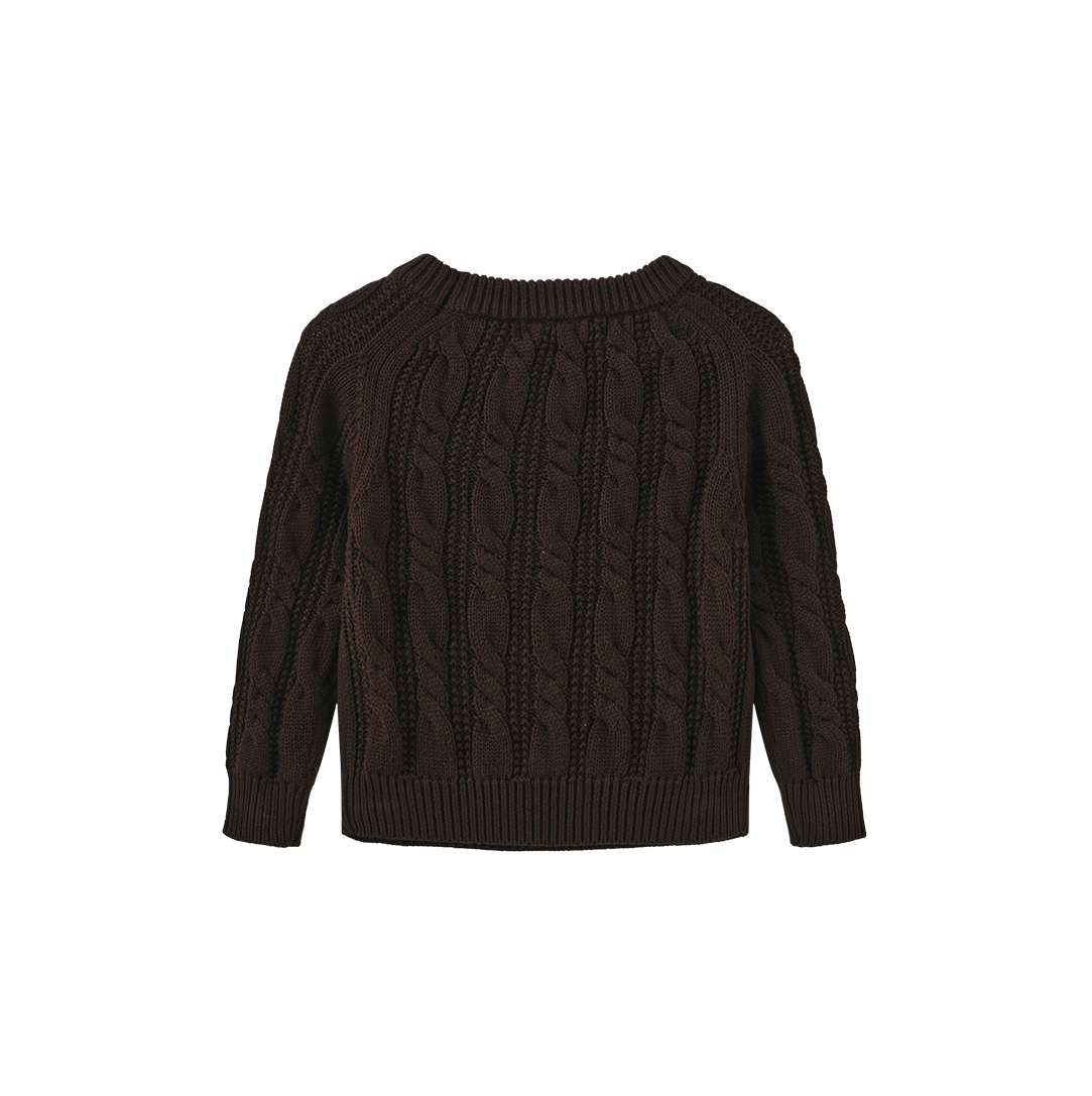 FRENCH HERITAGE BROWN CABLE KNIT SWEATER
