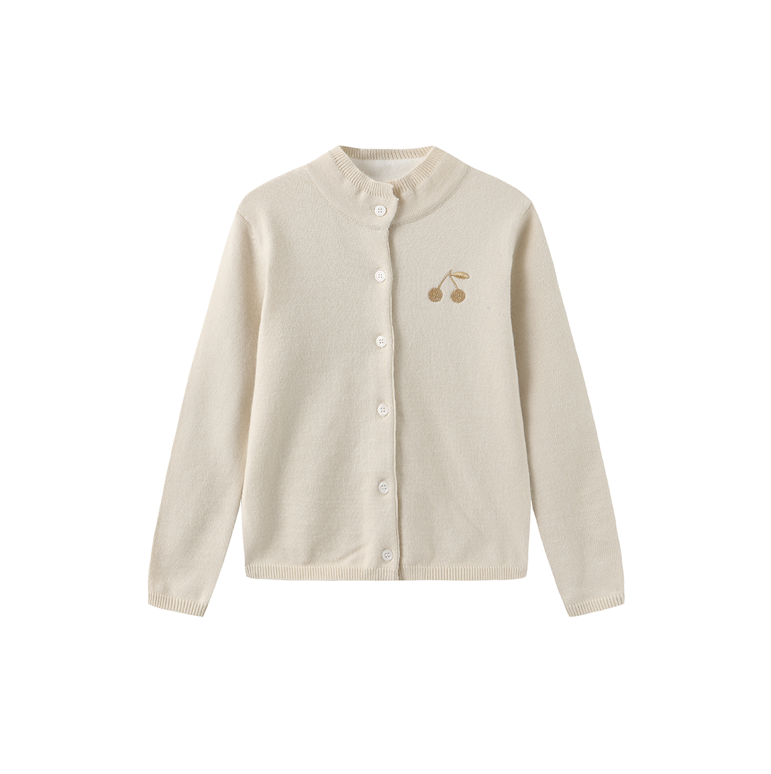 ONE CHILD CREAM CHERRY KNIT CARDIGAN