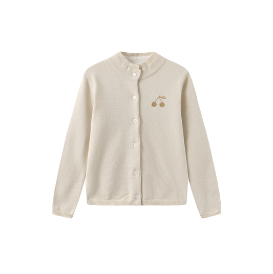 ONE CHILD CREAM CHERRY KNIT CARDIGAN