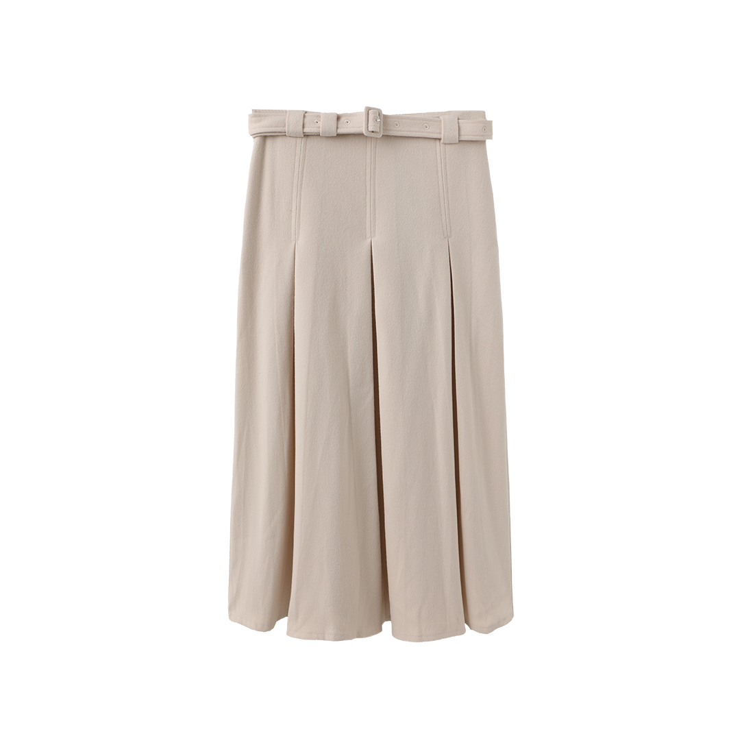 MALLORY AND MERLOT CREAM WOOL MIDI SKIRT