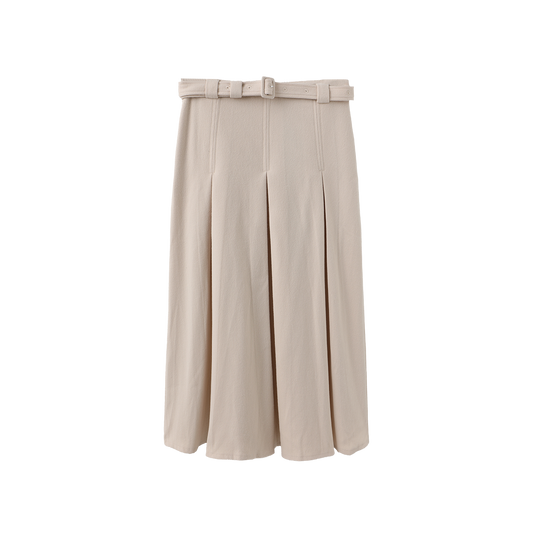 MALLORY AND MERLOT CREAM WOOL MIDI SKIRT