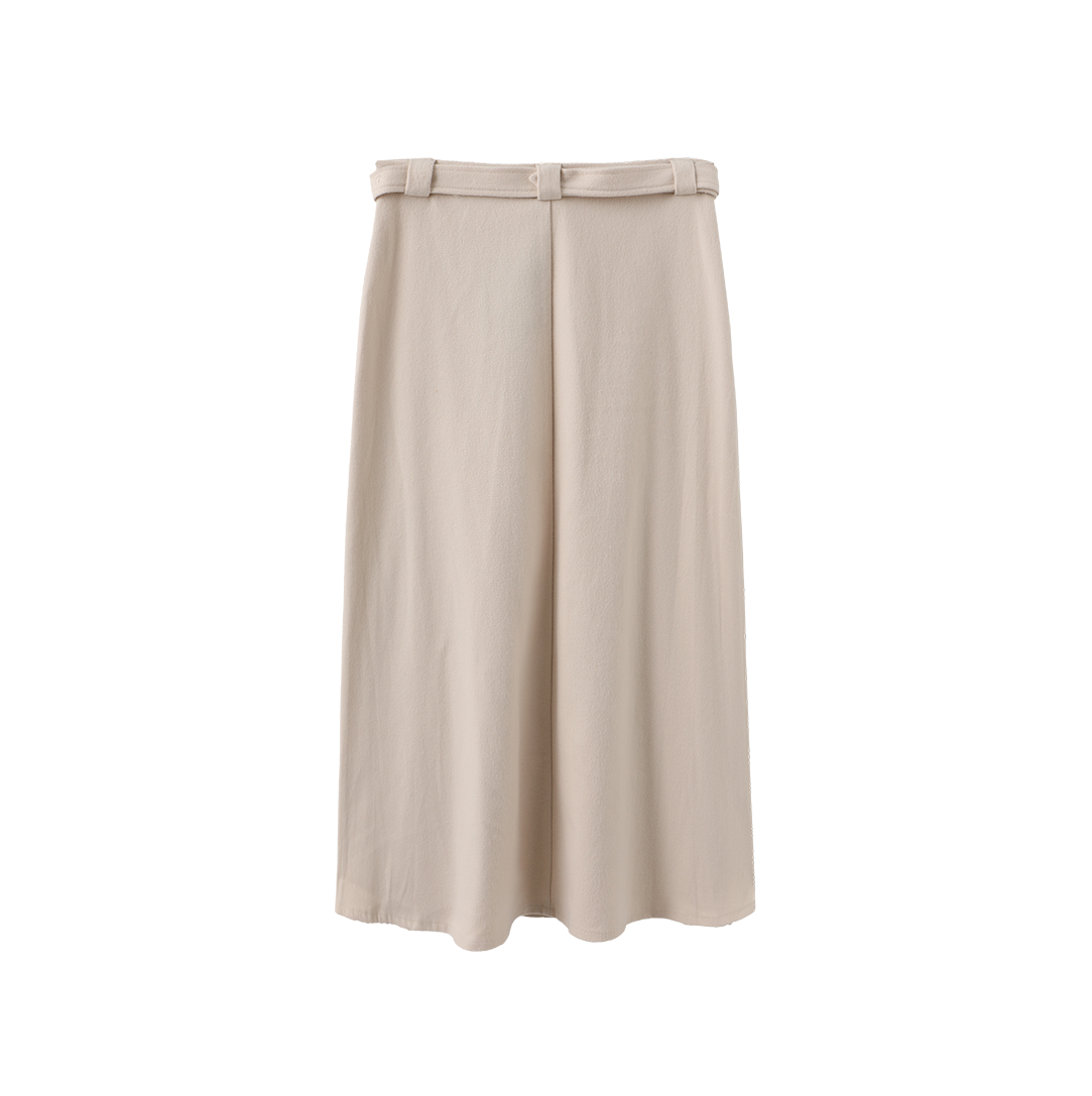 MALLORY AND MERLOT CREAM WOOL MIDI SKIRT