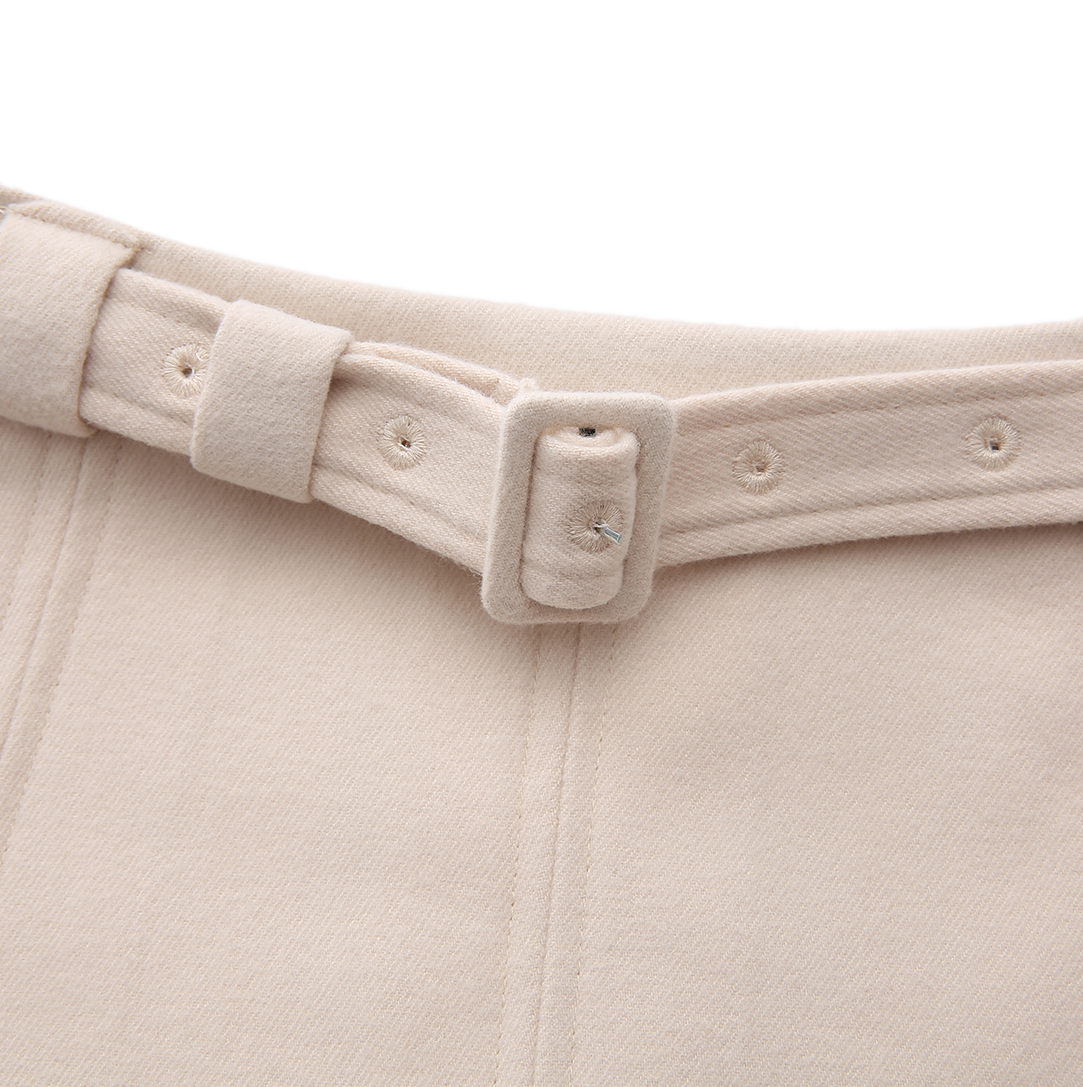MALLORY AND MERLOT CREAM WOOL MIDI SKIRT