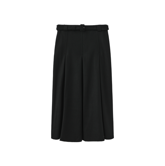MALLORY AND MERLOT BLACK WOOL MIDI SKIRT