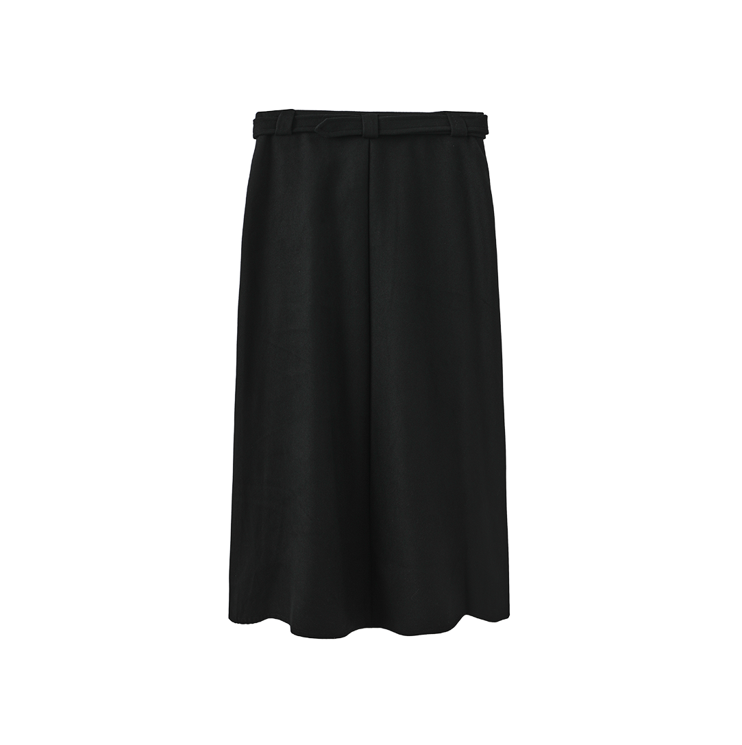 MALLORY AND MERLOT BLACK WOOL MIDI SKIRT
