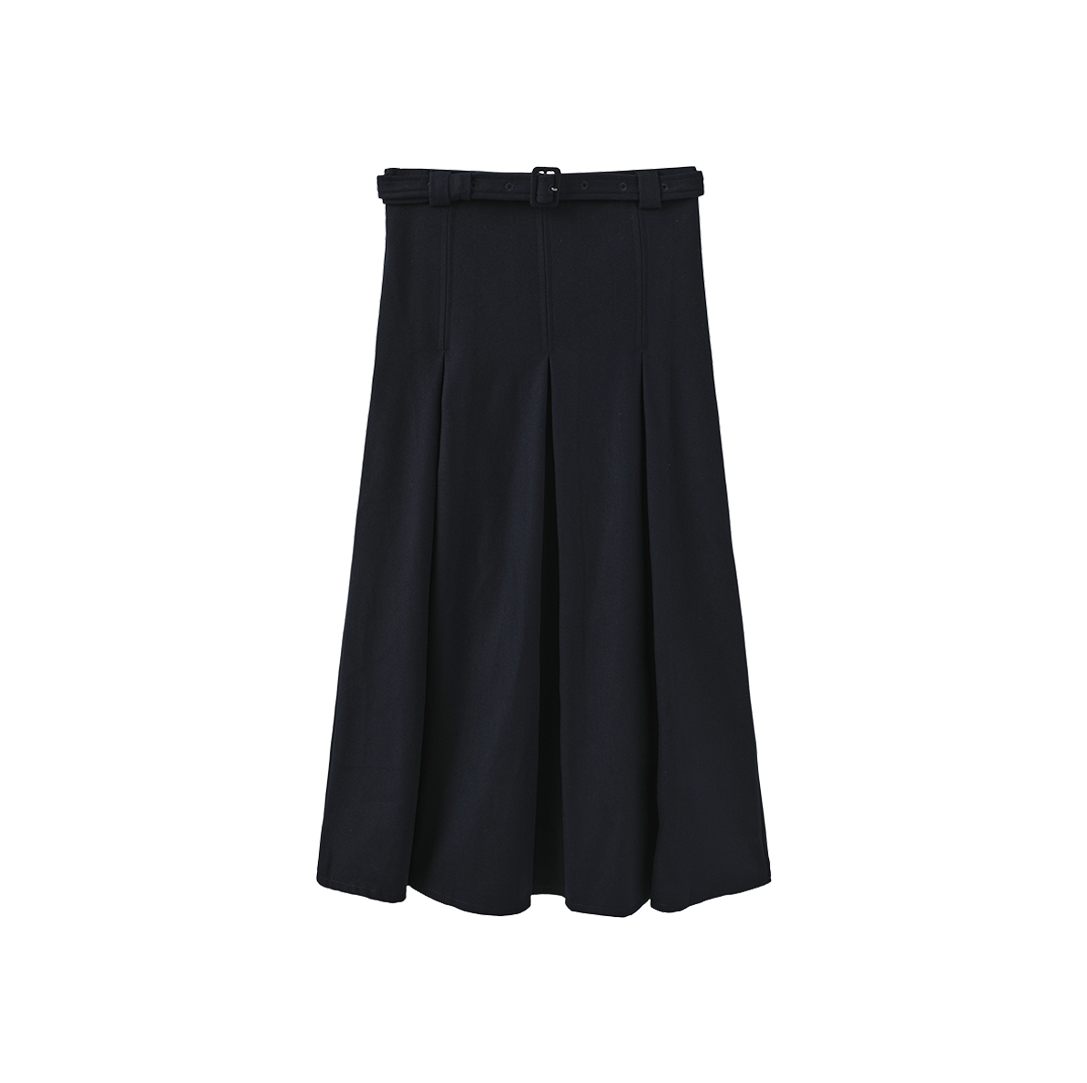 MALLORY AND MERLOT NAVY WOOL MIDI SKIRT
