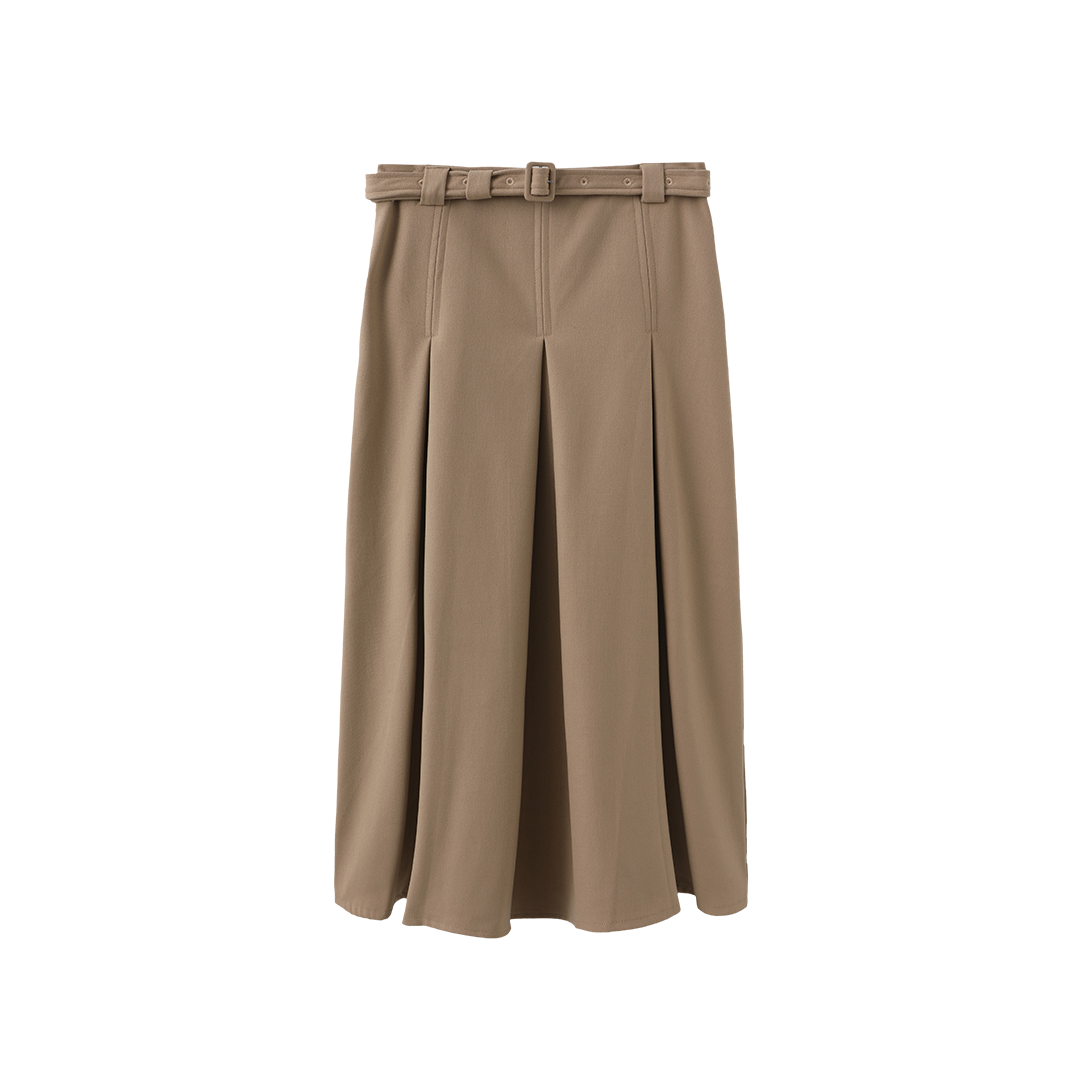 MALLORY AND MERLOT MOCHA WOOL MIDI SKIRT
