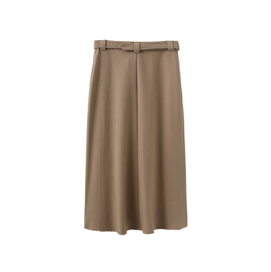 MALLORY AND MERLOT MOCHA WOOL MIDI SKIRT