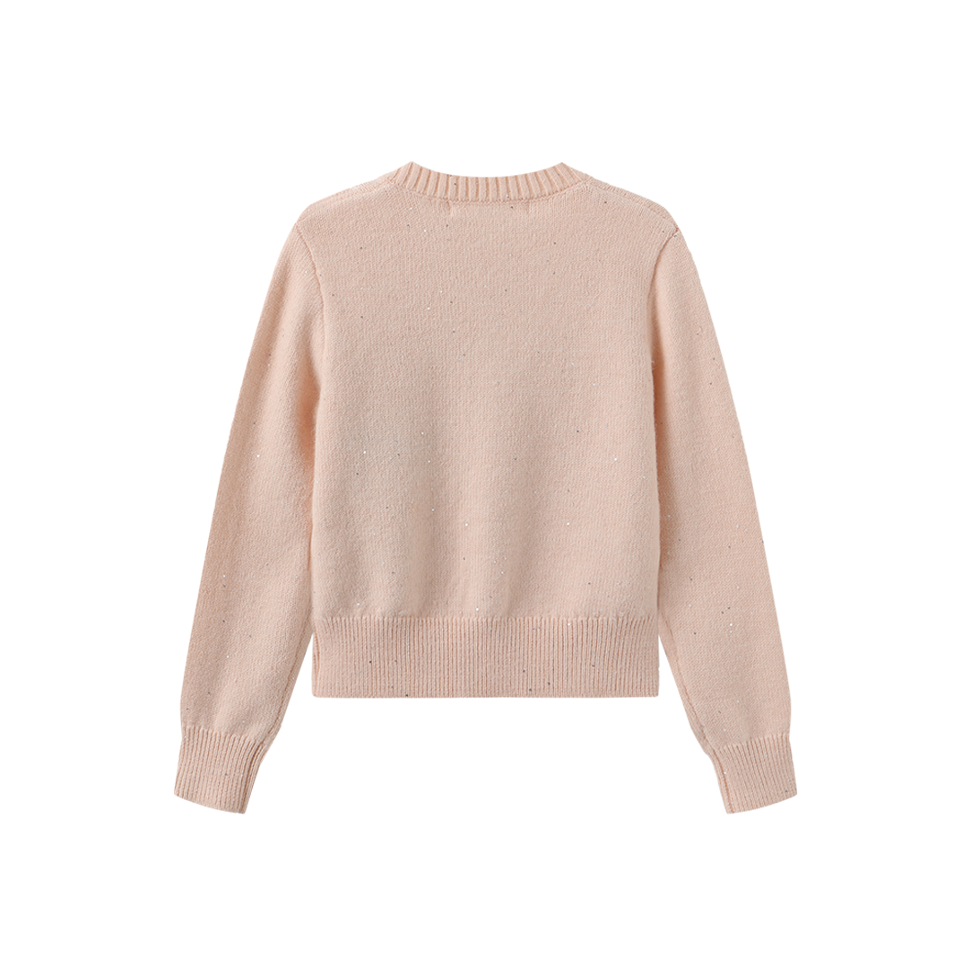 LILOU PINK MARLED KNIT TULIP CARDIGAN