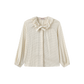 TUSTELLO CREAM DOTTED NECK TIE BLOUSE