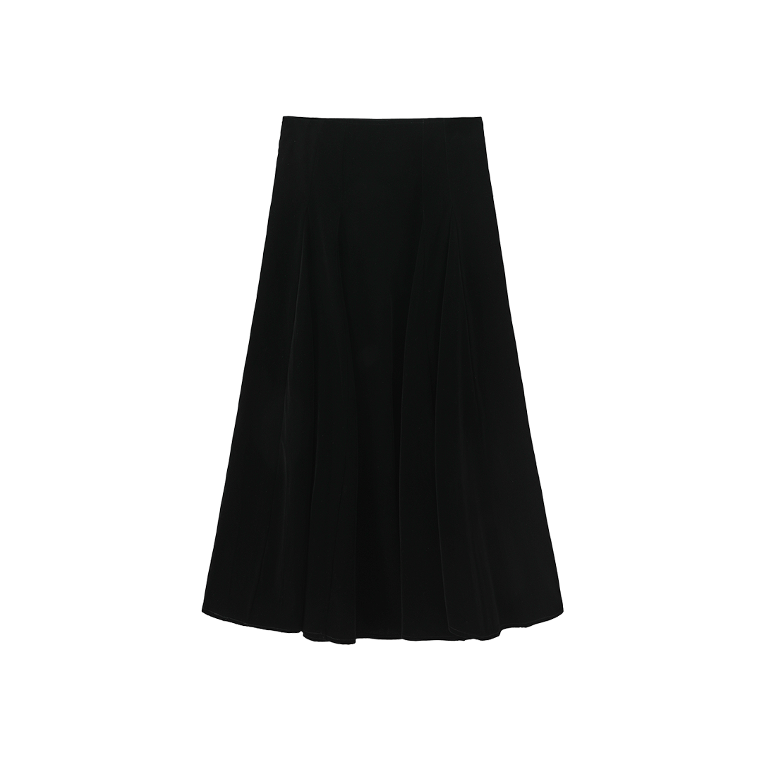 TUSTELLO BLACK VELVET OPEN PANEL SKIRT