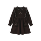 FRENCH HERITAGE BROWN RUFFLE TRIM DRESS