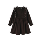 FRENCH HERITAGE BROWN RUFFLE TRIM DRESS