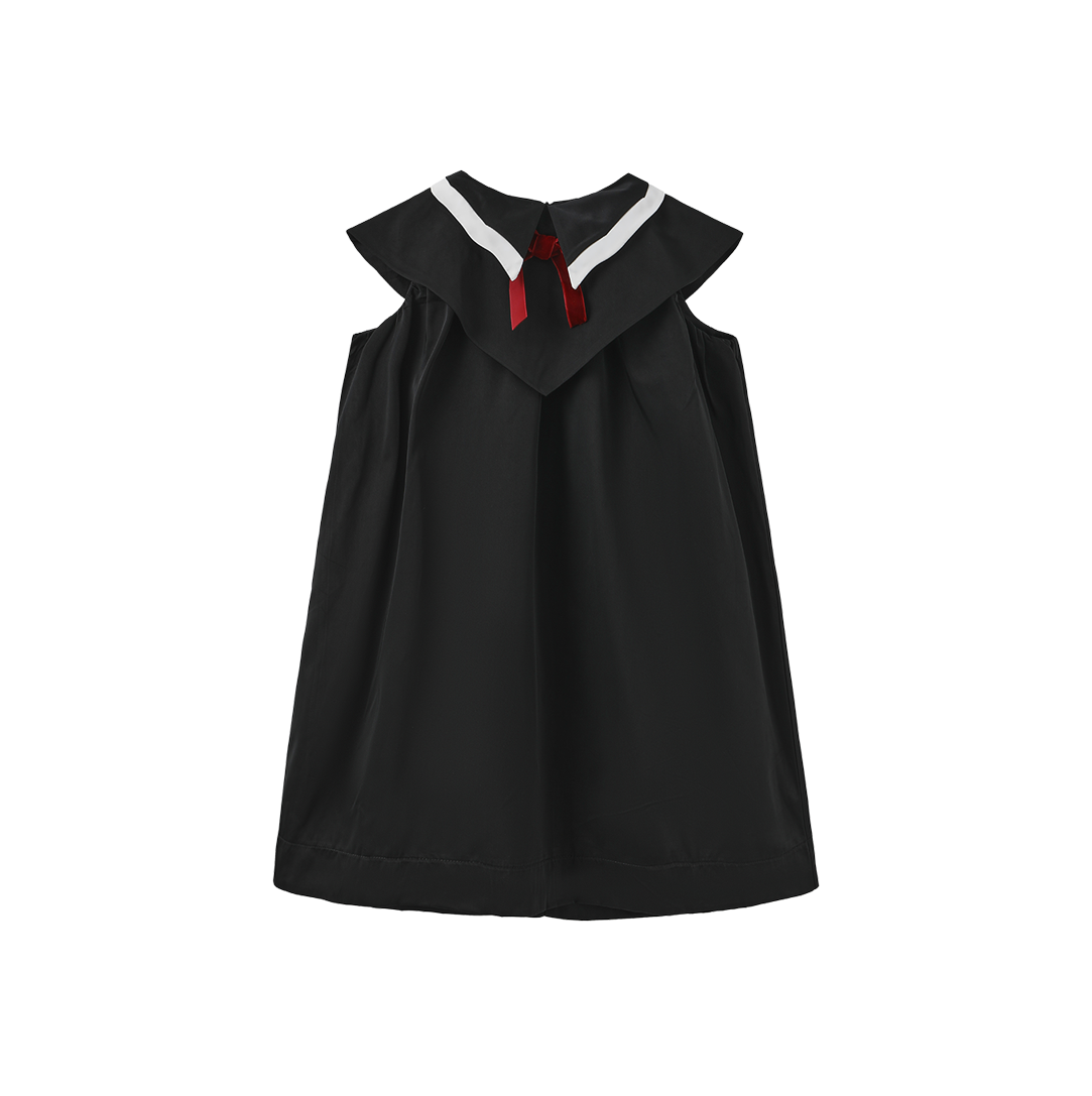 LILOU BLACK TRIM SAILOR COLLAR DRESS