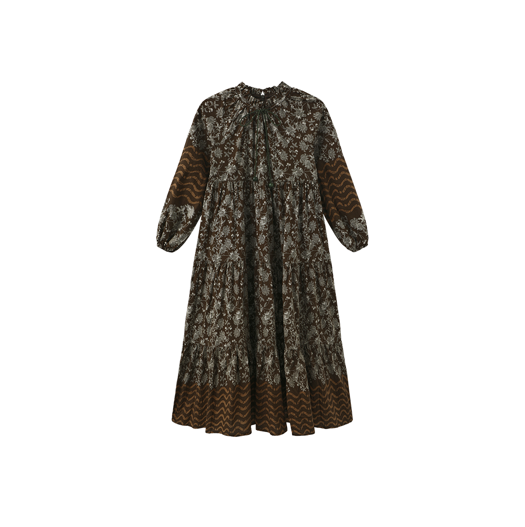 MINIMAL HUNTER DRAWSTRING TIER MIDI DRESS