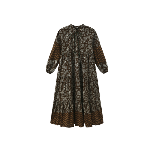 MINIMAL HUNTER DRAWSTRING TIER MIDI DRESS