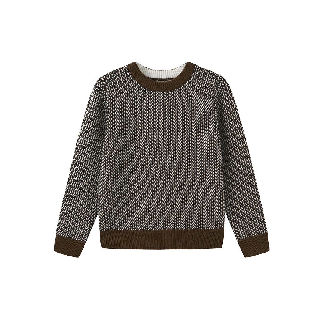 ONE CHILD OLIVE GREEN TEXTUR KNIT SWEATER