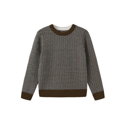 ONE CHILD OLIVE GREEN TEXTUR KNIT SWEATER