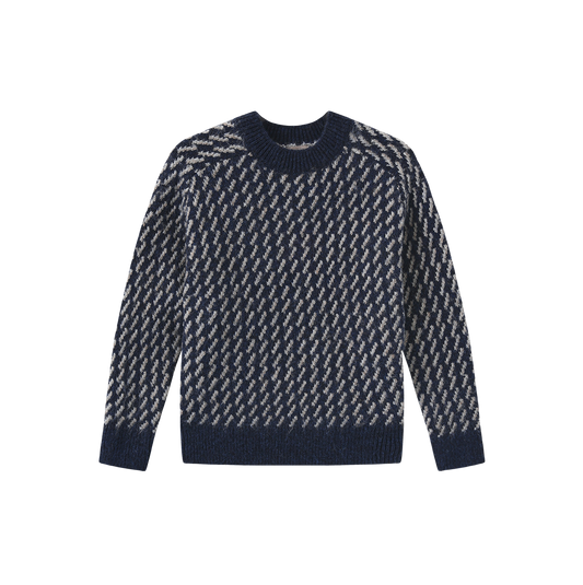 ONE CHILD NAVY WAVE KNIT SWEATER