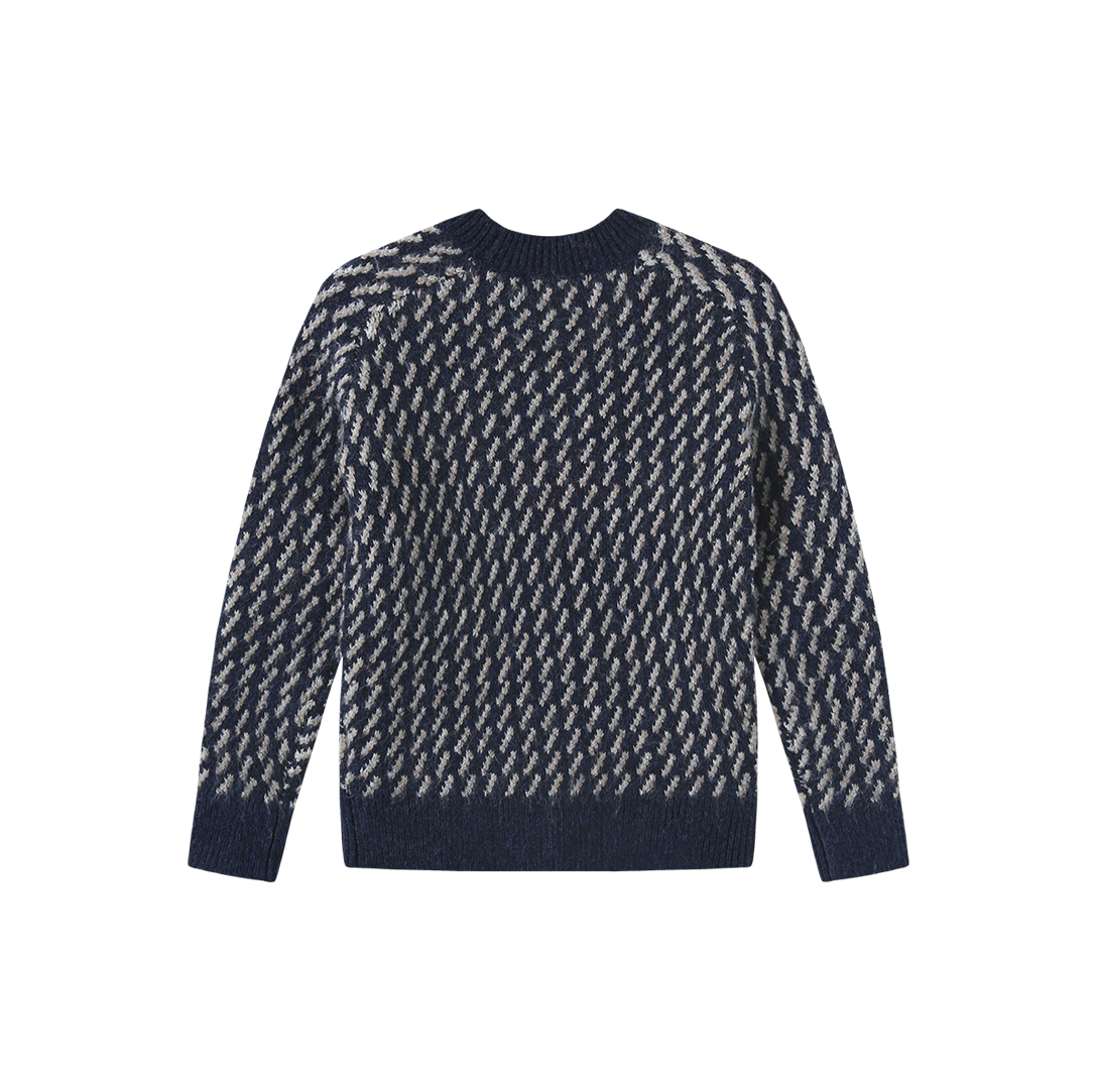 ONE CHILD NAVY WAVE KNIT SWEATER