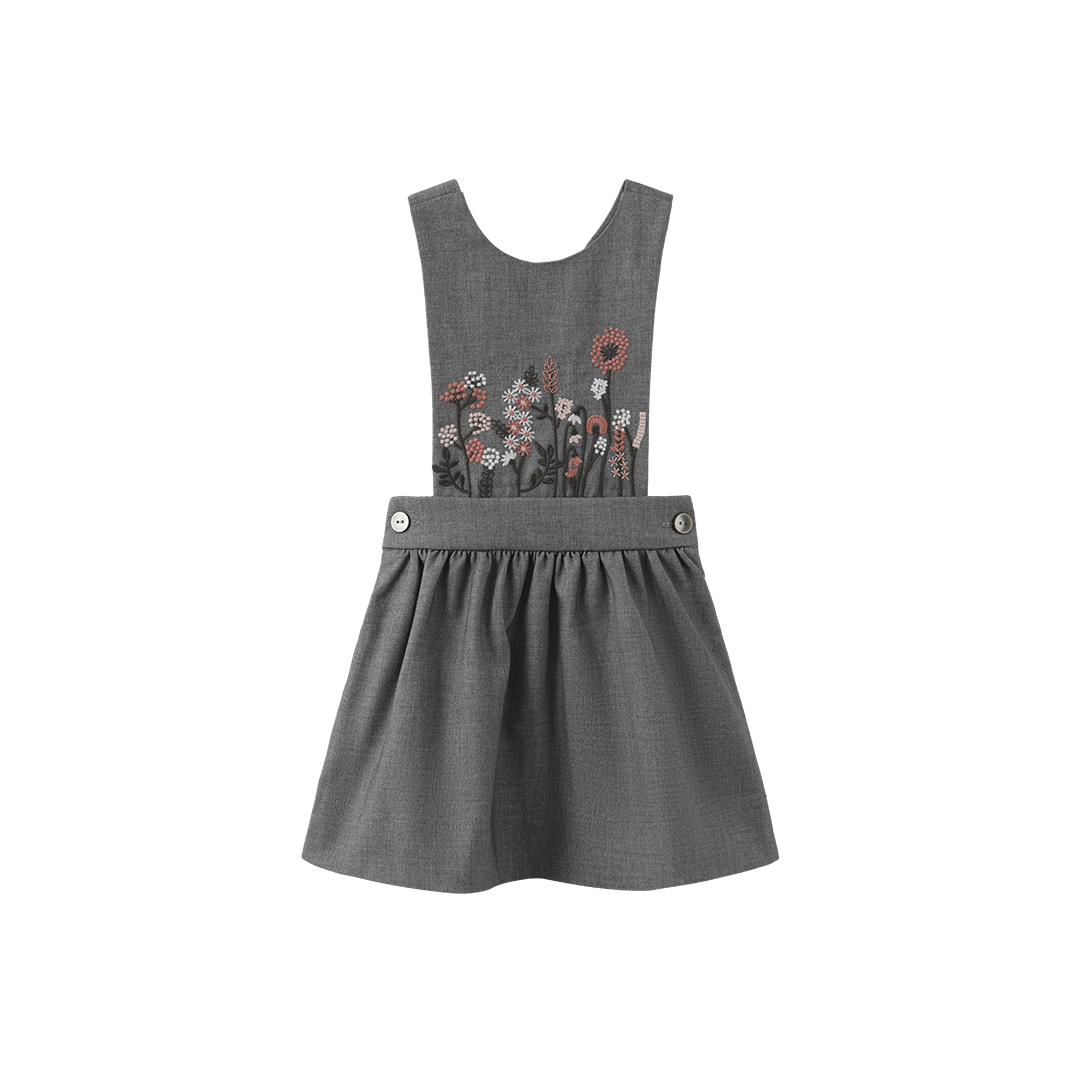 LILOU LIGHT GREY WOOL EMBROIDERED JUMPER