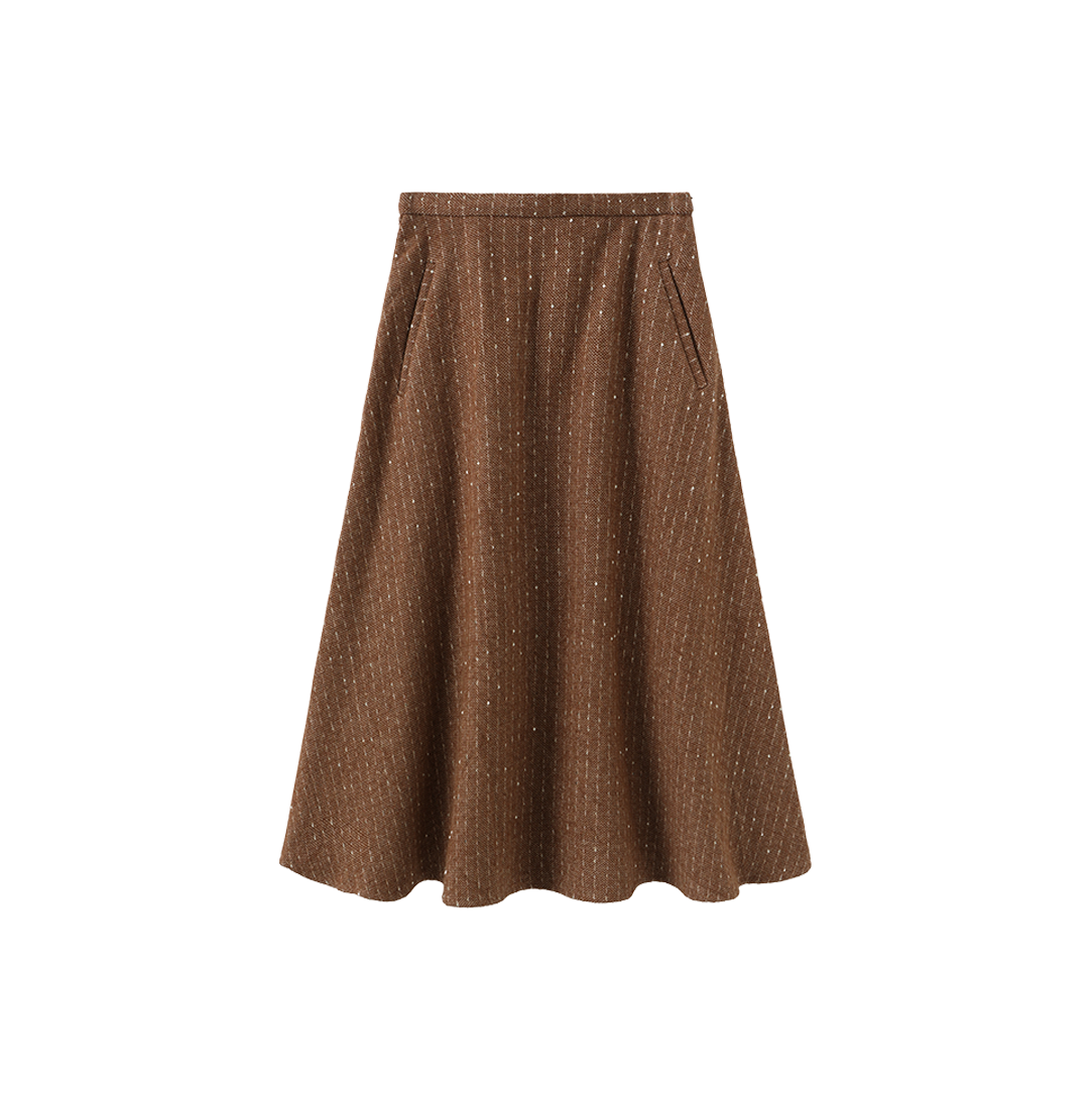 MALLORY AND MERLOT BROWN STITCHED WOOL SKIRT