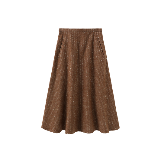 MALLORY AND MERLOT BROWN STITCHED WOOL SKIRT