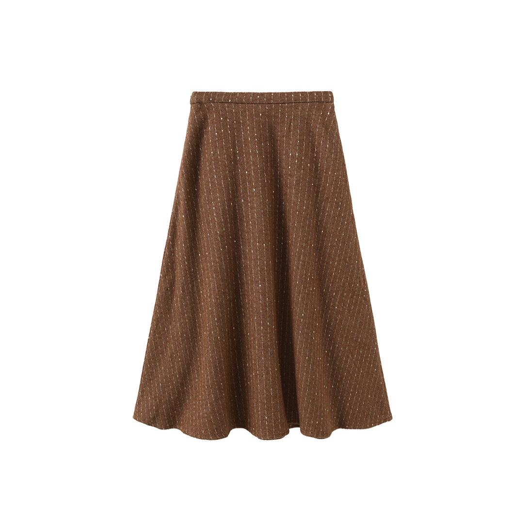 MALLORY AND MERLOT BROWN STITCHED WOOL SKIRT