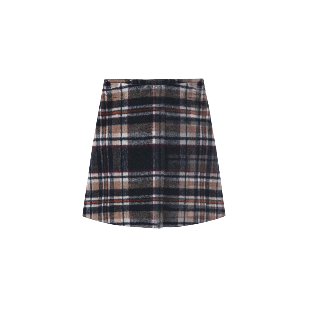 VALEN VEE NAVY PLAID PIN WRAP SKIRT