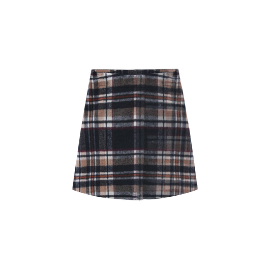 VALEN VEE NAVY PLAID PIN WRAP SKIRT