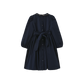 LILOU NAVY METALLIC EMBROIDERED SMOCK DRESS