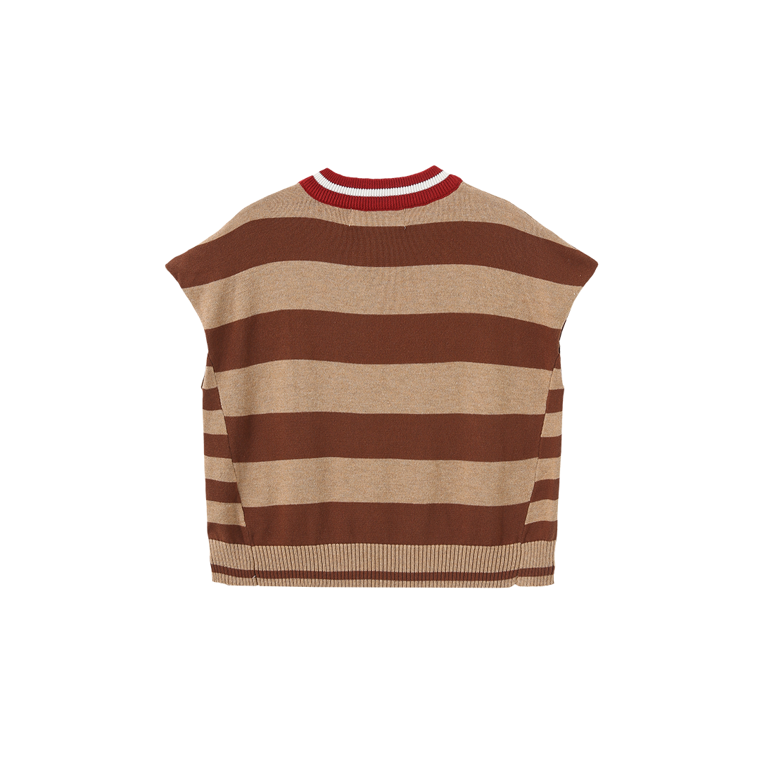 VIBE BROWN WIDE STRIPED KNIT VEST