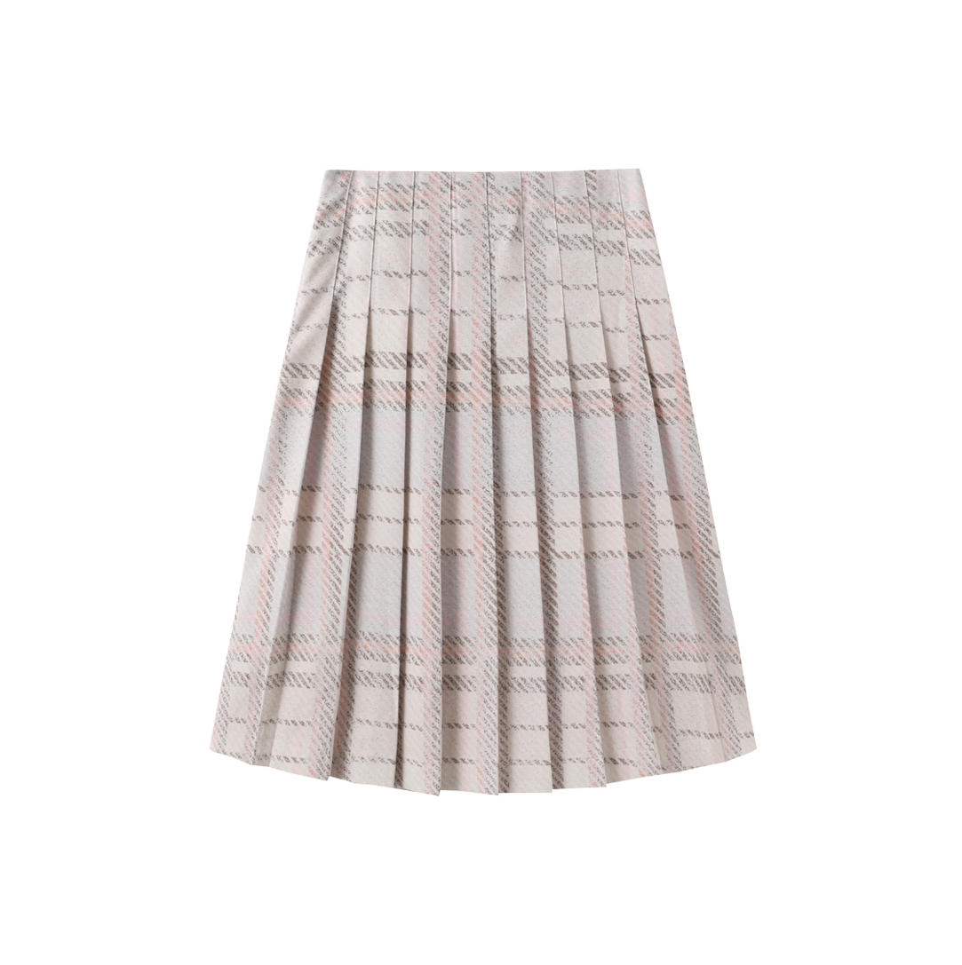 TUSTELLO PALE PINK PLAID PLEAT SKIRT