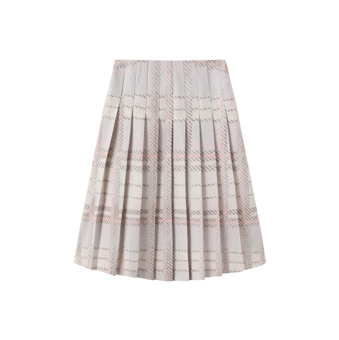 TUSTELLO PALE PINK PLAID PLEAT SKIRT